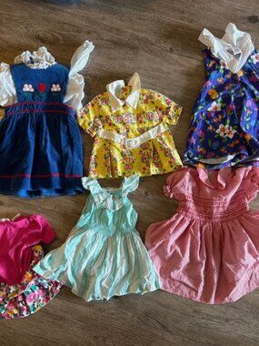 Vintage Baby Clothes Lot 6 Floral Dresses Girls Unisex 90s 80s 2t 3t